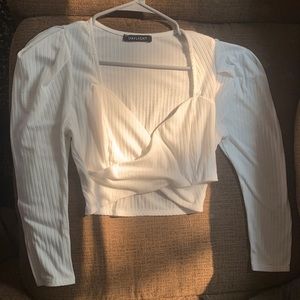 Long sleeve “daylight” cropped white top